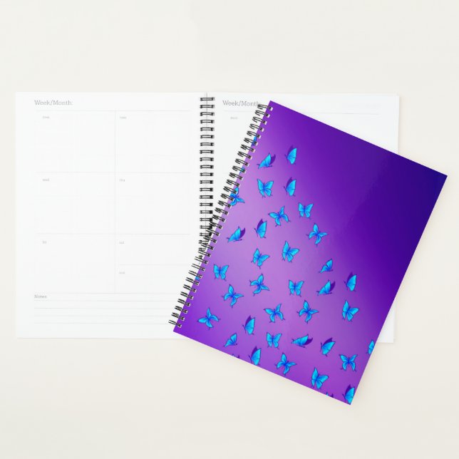 Abstract Blue Moonbeams and Butterflies Planner (Display)