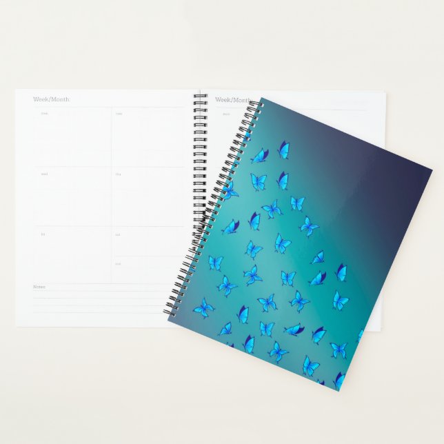 Abstract Blue Moonbeams and Butterflies Planner (Display)