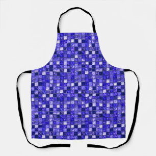 Abstract Blue Mosaic Design With Glowing Textures Apron
