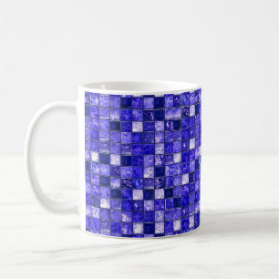 Abstract Blue Mosaic Design With Glowing Textures Coffee Mug