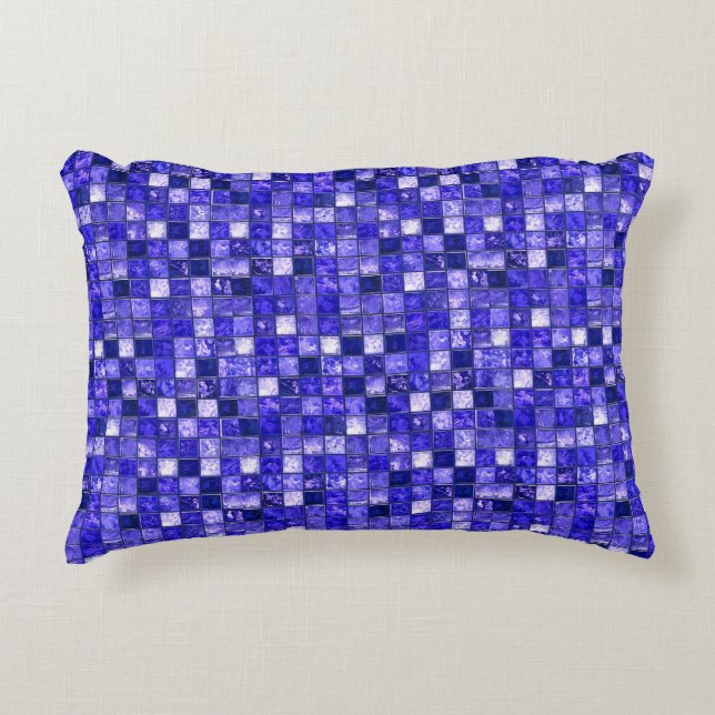 Abstract Blue Mosaic Design With Glowing Textures Decorative Cushion (Front)