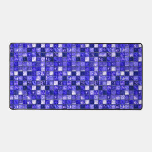 Abstract Blue Mosaic Design With Glowing Textures Desk Mat