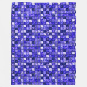 Abstract Blue Mosaic Design With Glowing Textures Fleece Blanket