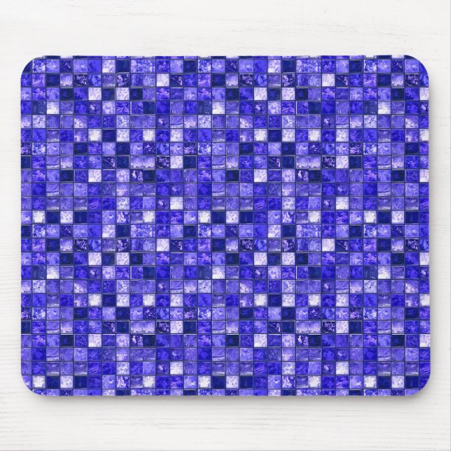 Abstract Blue Mosaic Design With Glowing Textures Mouse Mat (Front)