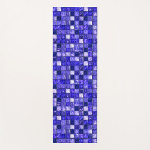 Abstract Blue Mosaic Design With Glowing Textures Yoga Mat