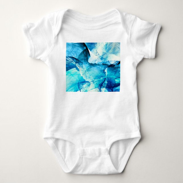 Abstract blue motion: fractal composition. baby bodysuit (Front)
