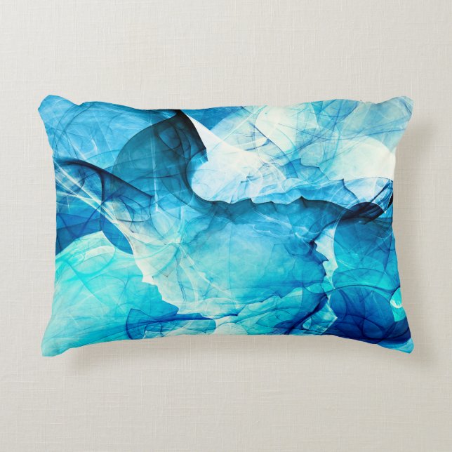 Abstract blue motion: fractal composition. decorative cushion (Front)