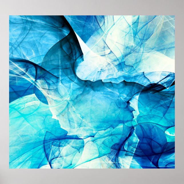 Abstract blue motion: fractal composition. poster (Front)