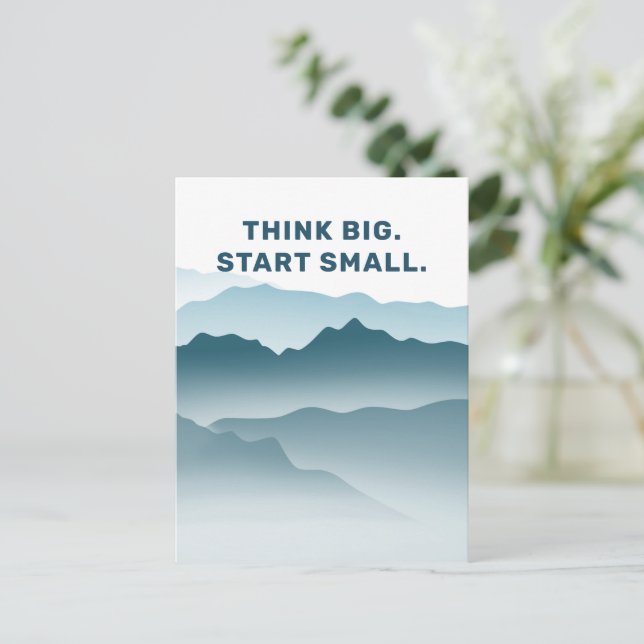 Abstract Blue Mountains Landscape Inspiring Quote Postcard (Standing Front)