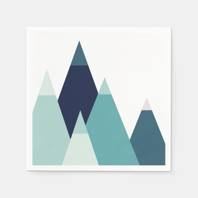 Abstract blue mountains. Navy modern geometric Napkin (Front)