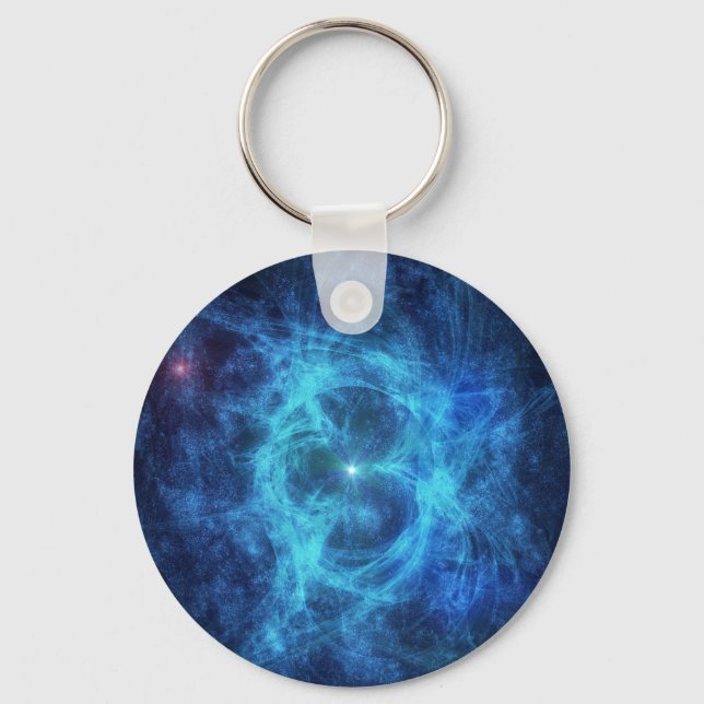 Abstract Blue Nebula Key Ring (Front)