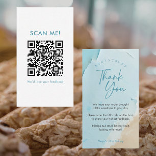Abstract Blue Ocean Leave a Review QR Code Business Card