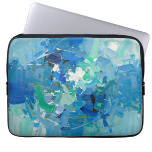 Abstract Blue Ocean Palette Knife Painting Laptop Sleeve