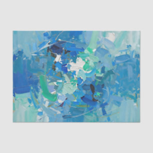 Abstract Blue Ocean Palette Knife Painting Tissue Paper