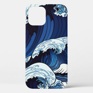 Abstract Blue Ocean Waves Japanese Style Artwork iPhone 12 Pro Case