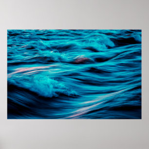 Abstract Blue Ocean Waves Poster