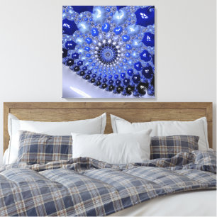 Abstract Blue Ombre Fractal Bubbles Canvas Print