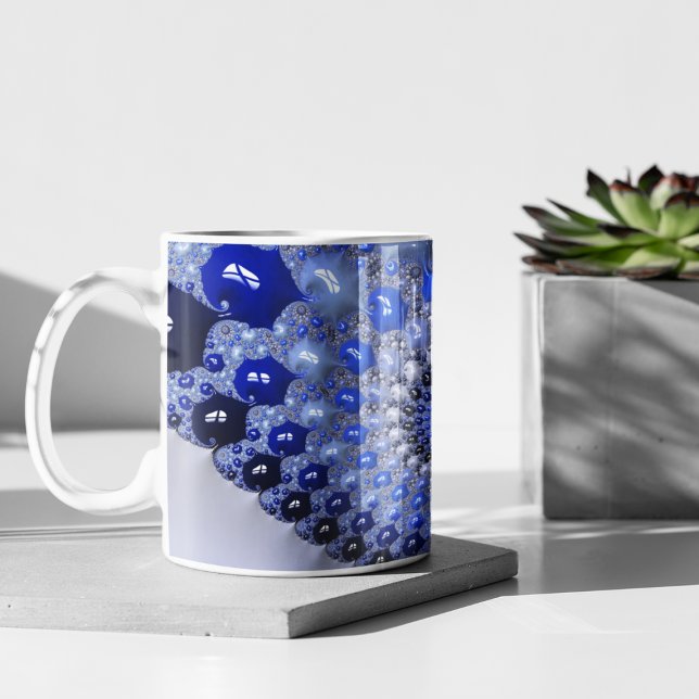Abstract Blue Ombre Fractal Bubbles Coffee Mug (Creator Uploaded)