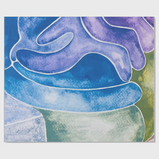 Abstract Blue Ombre Watercolor  Wrapping Paper