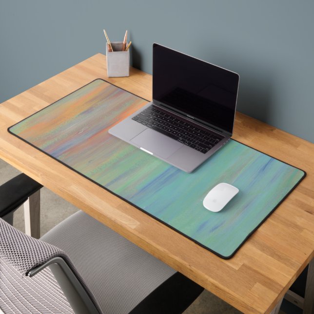 Abstract Blue Orange Painting Desk Mat (Office 2)