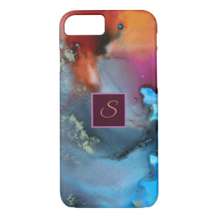 Abstract Blue Orange Red Waves Monogram iPhone 8/7 Case