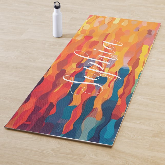 Abstract Blue Orange yellow And Red Yoga Mat (In Situ)