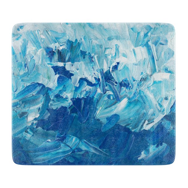 Abstract Blue Paint Waves Cutting Board (Front)