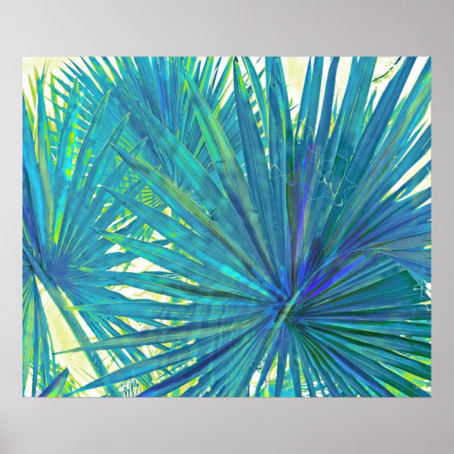 abstract blue palms poster (Front)