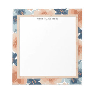 Abstract Blue, Peach, Orange Floral Notepad