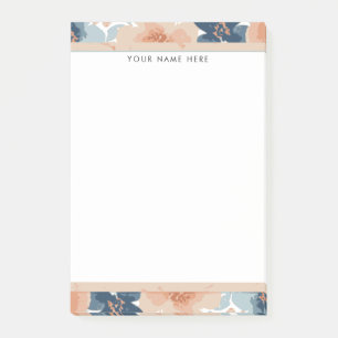 Abstract Blue, Peach, Orange Floral Post-it Notes