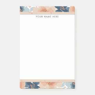 Abstract Blue, Peach, Orange Floral Post-it Notes