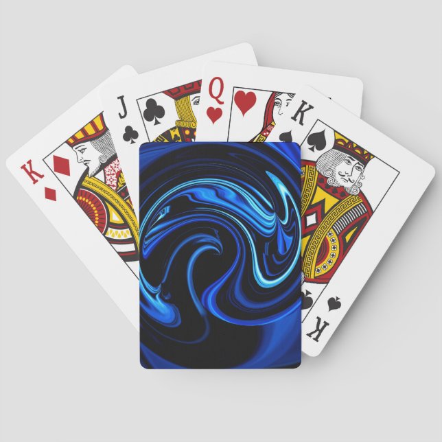 Abstract Blue Peacock Playing Cards (Back)