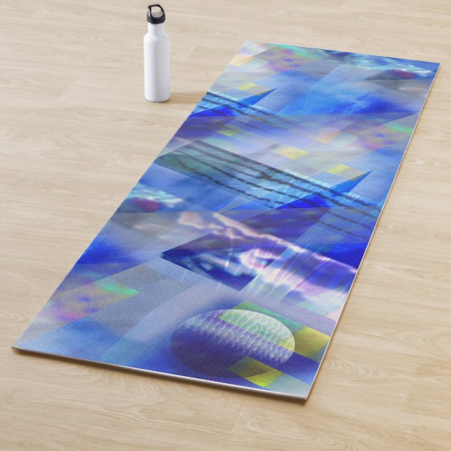 Abstract Blue Photo Collage Yoga Mat (In Situ)