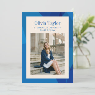 Abstract Blue Photo Graduation Party Invitation