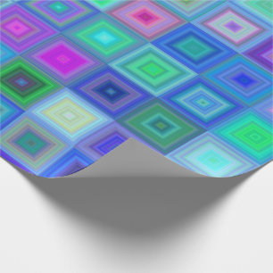 Abstract Blue Pink Boxes Retro Wrapping Paper
