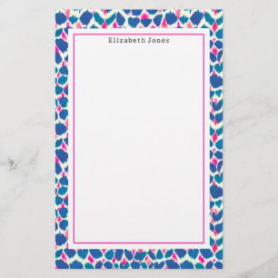 Abstract Blue & Pink Dot Pattern Stationery