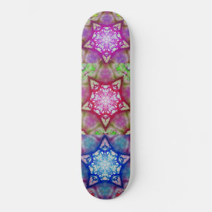 ABSTRACT BLUE PINK PURPLE STARS SKATEBOARD