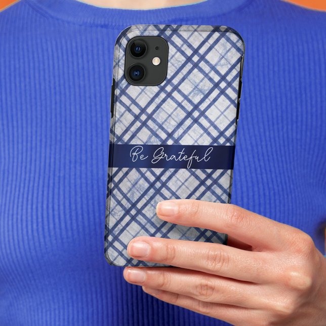 Abstract blue plaid iPhone case (Creator Uploaded)