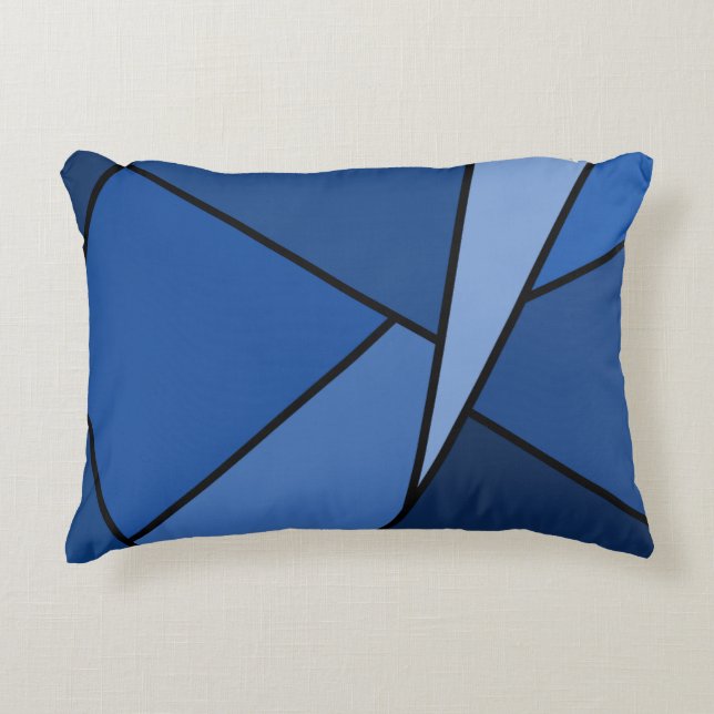 Abstract Blue Polygons Decorative Cushion (Front)