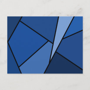 Abstract Blue Polygons Postcard