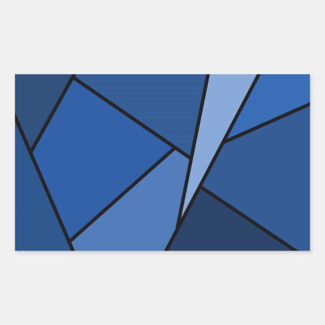 Abstract Blue Polygons Rectangular Sticker (Front)