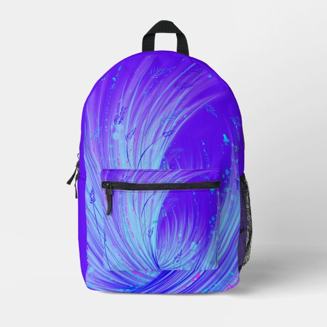 Abstract Blue purple Enchanted Garden  Printed Backpack (Front)