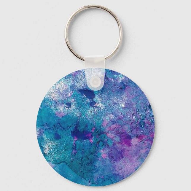 Abstract Blue Purple Key Ring (Front)