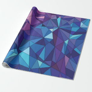 Abstract blue purple polygonal design wrapping paper
