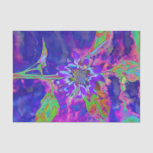 Abstract blue purple sunflower   retro funky  tissue paper
