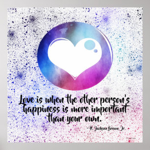 Abstract Blue & Purple Watercolor Heart Love Quote Poster
