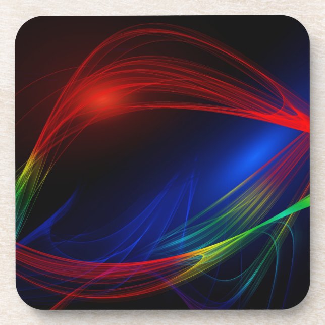 Abstract Blue Red and Green Swirl Effect Coaster (Front)