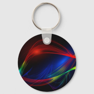 Abstract Blue Red and Green Swirl Effect Key Ring
