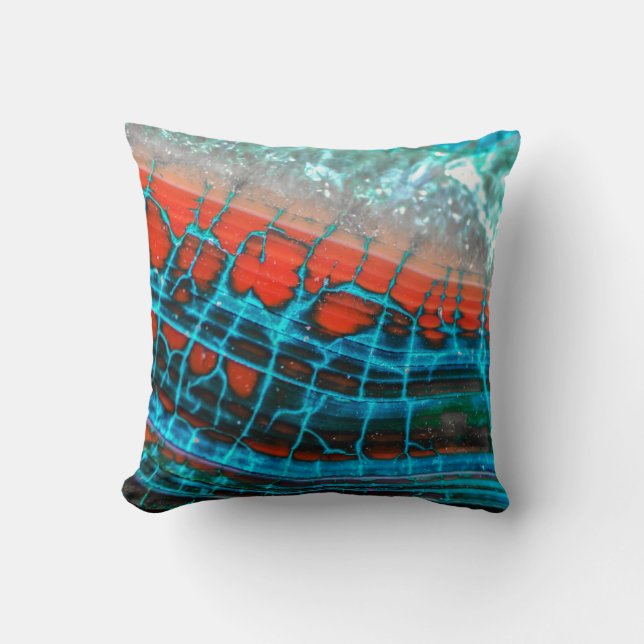 Abstract Blue Red Dragon Vein Agate Sea Pillow (Front)