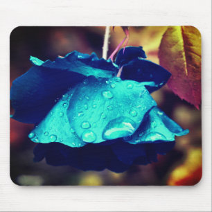 Abstract Blue Rose Flower Art Mouse Mat